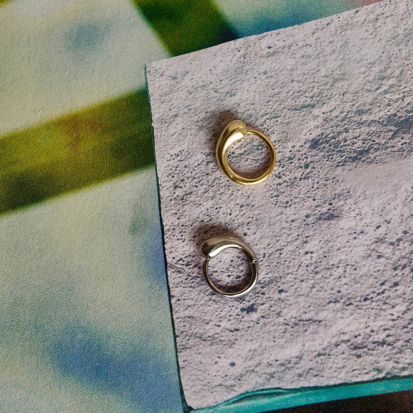 Gold-plated 925 sterling silver Flowing Huggie Hoop Earrings