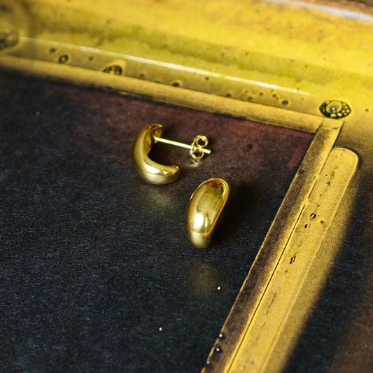 Gold-plated 925 sterling silver Dome Hoop Studs Gold