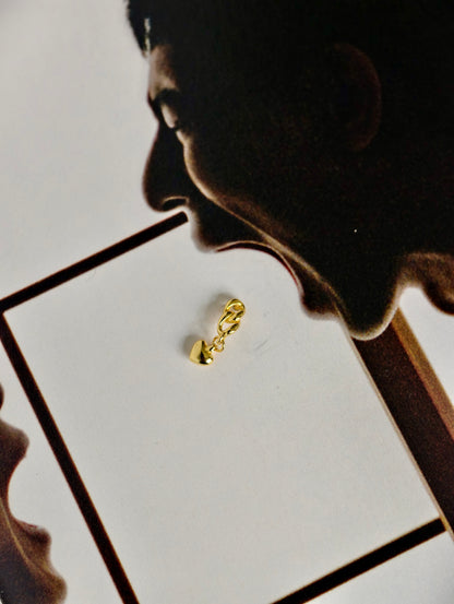 Gold-plated 925 sterling silver Chain Heart Flatback Earring