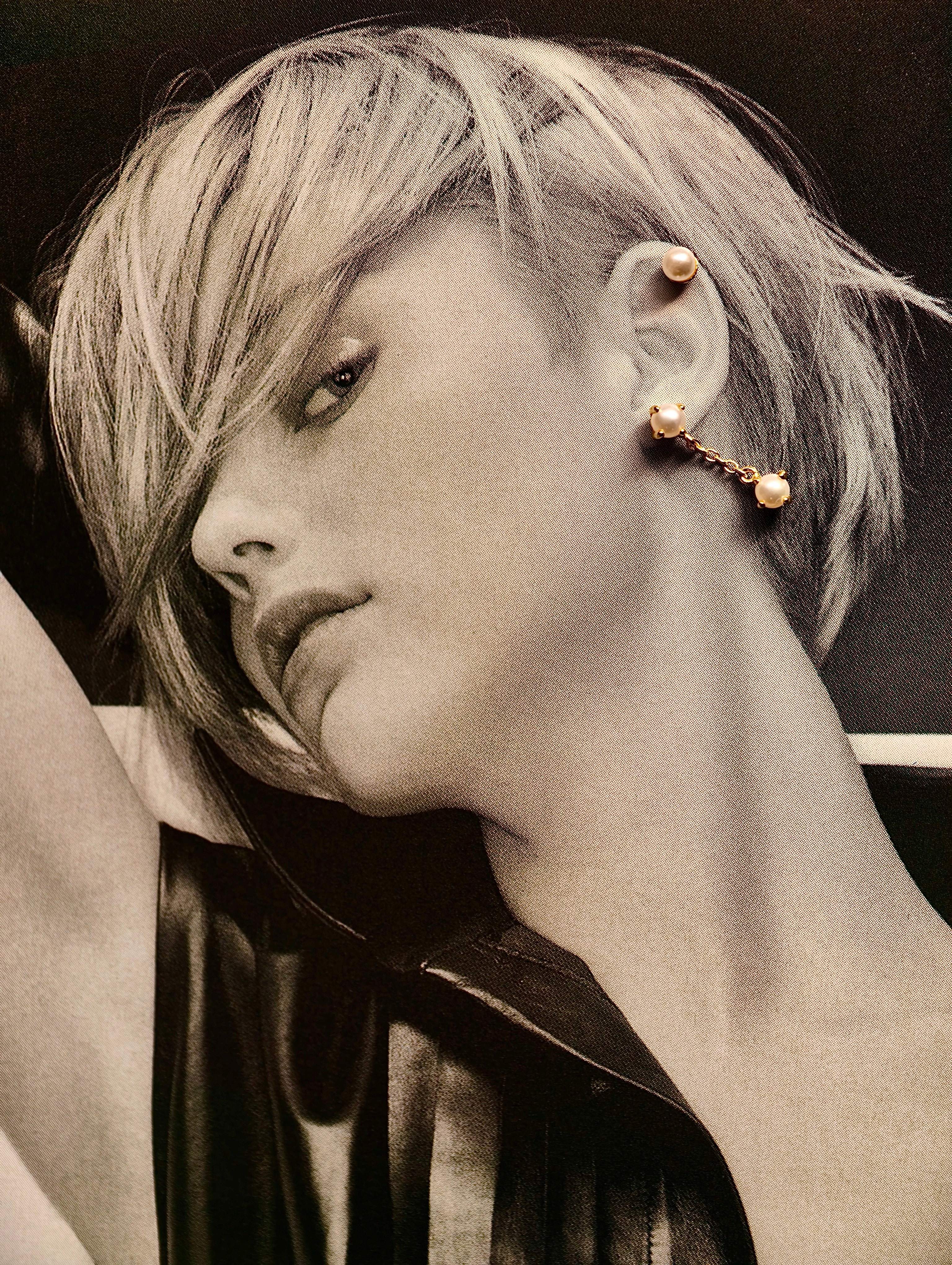 Gold-plated 925 sterling silver Pearl Shell Flatback Earring