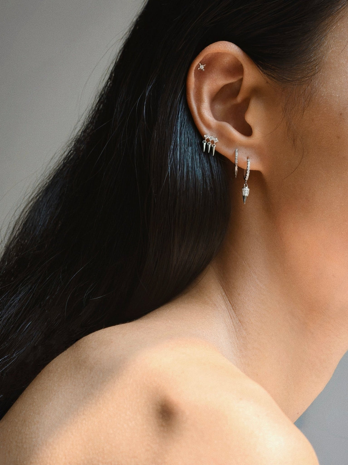 Punk Cross CZ Flatback Earring - A Pierce of Life