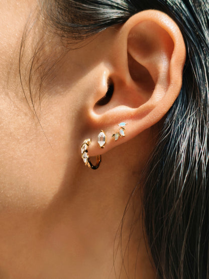 Gold-plated 925 sterling silver Opal Laurel Flatback Earring