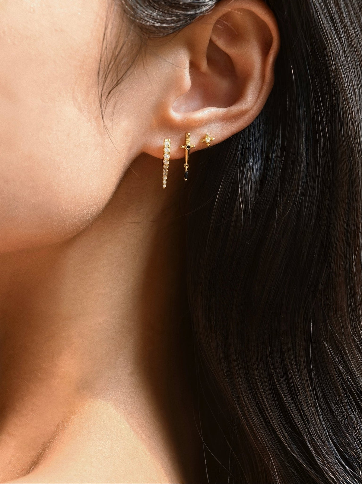 Punk Cross CZ Flatback Earring - A Pierce of Life
