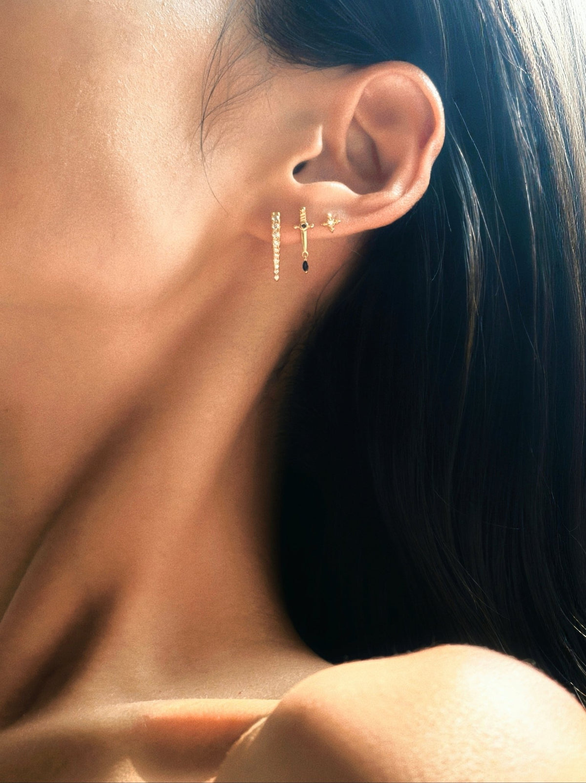 Punk Cross CZ Flatback Earring - A Pierce of Life
