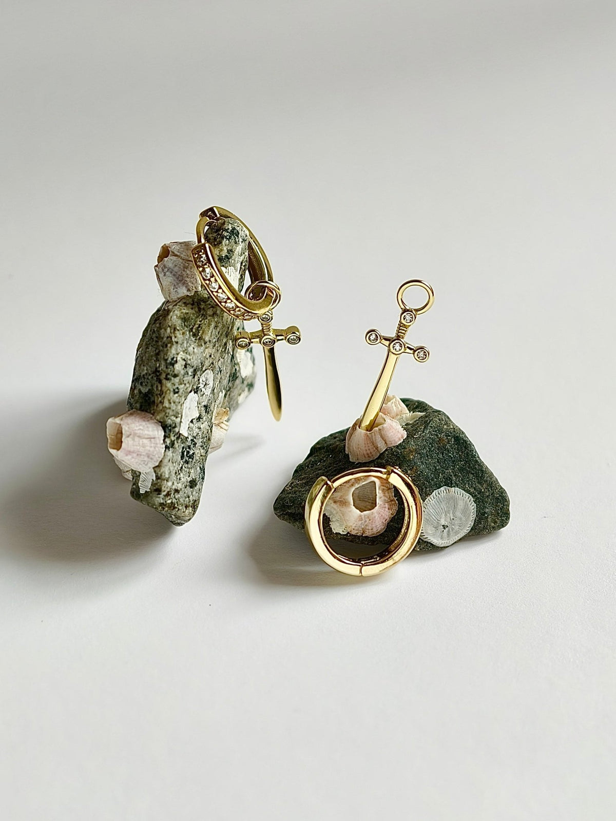 Gold-plated 925 sterling silver Velvet Dagger Hoop Earrings