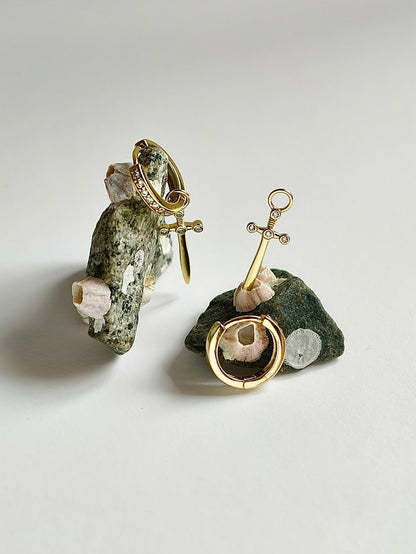 Gold-plated 925 sterling silver Velvet Dagger Hoop Earrings
