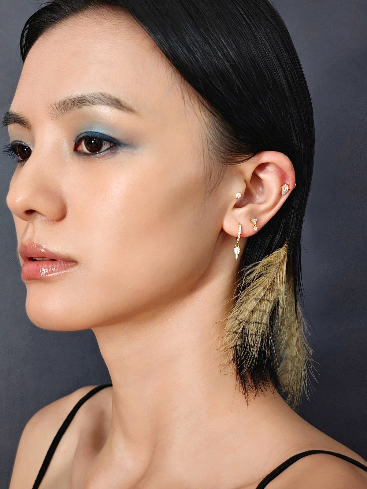Gold-plated 925 sterling silver Riot Bullet Hoop Earrings