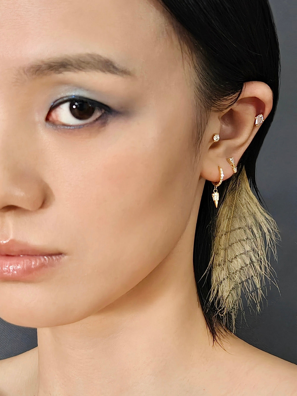 Gold-plated 925 sterling silver Riot Bullet Hoop Earrings