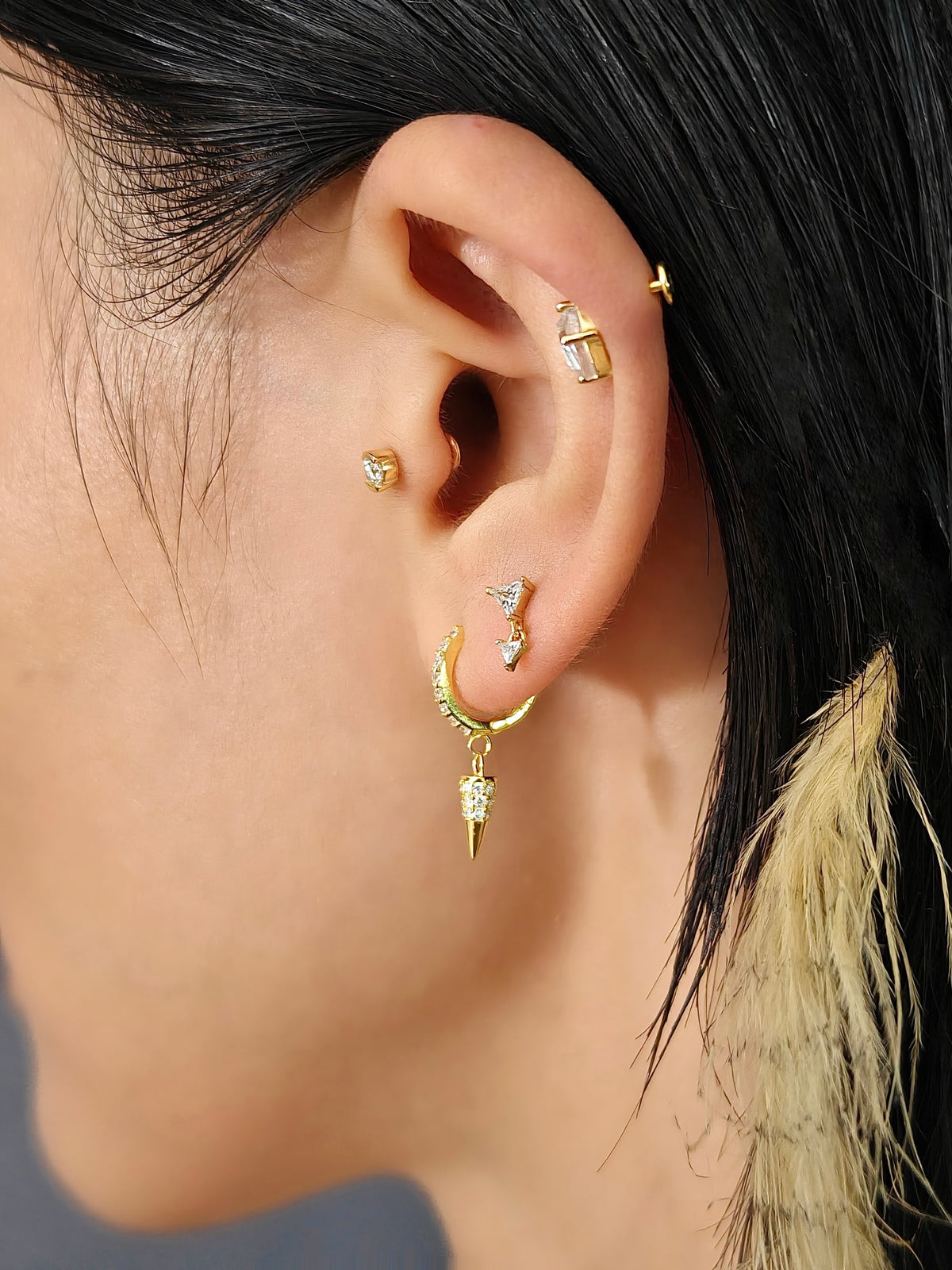 Gold-plated 925 sterling silver Riot Bullet Hoop Earrings