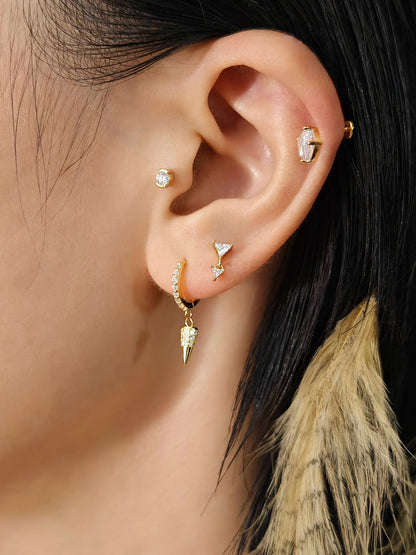 Gold-plated 925 sterling silver Riot Bullet Hoop Earrings