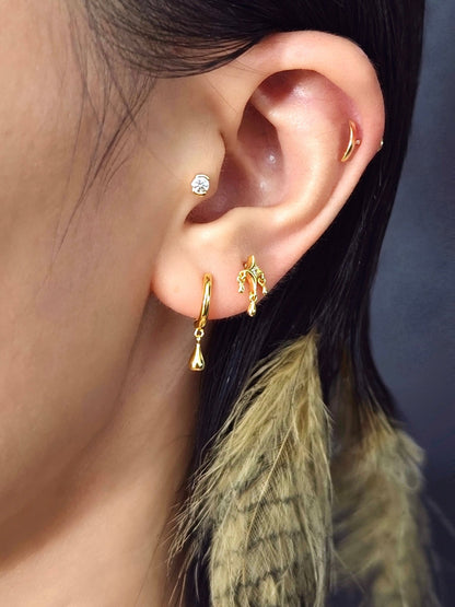 Gold-plated 925 sterling silver Sacred Tears Flatback Earring