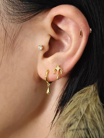 Gold-plated 925 sterling silver Sacred Tears Flatback Earring