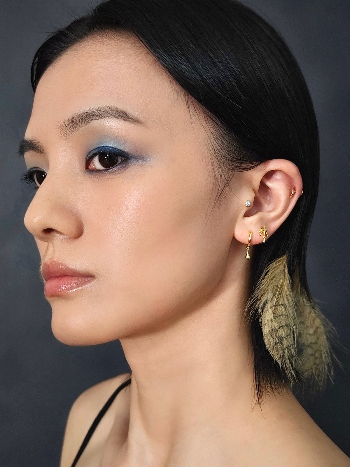 Gold-plated 925 sterling silver Sacred Tears Flatback Earring