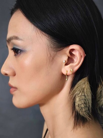 Gold-plated 925 sterling silver Sacred Tears Flatback Earring