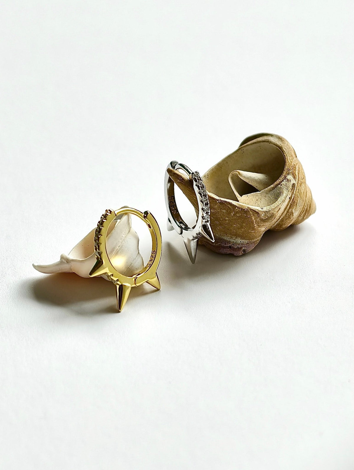 Gold-plated 925 sterling silver Anarchy Spike Hoop Earrings
