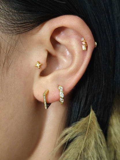 Gold-plated 925 sterling silver Facet Blade Hoop Earrings