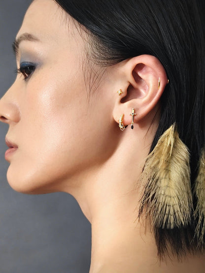 Gold-plated 925 sterling silver Interlock Pavé Hoop Earrings