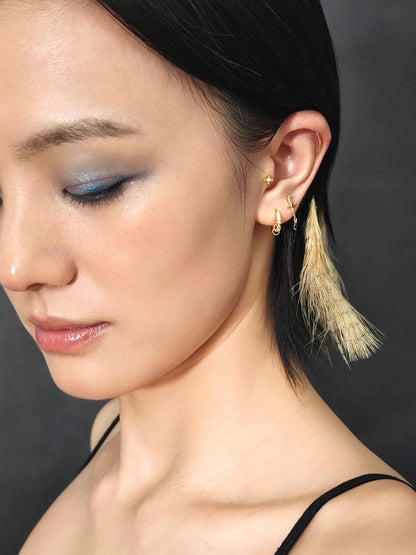 Gold-plated 925 sterling silver Interlock Pavé Hoop Earrings
