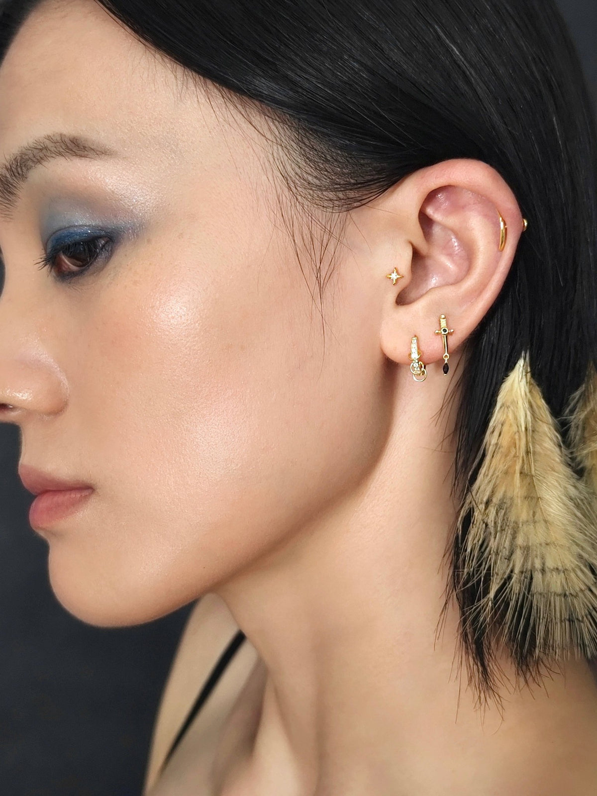 Gold-plated 925 sterling silver Interlock Pavé Hoop Earrings