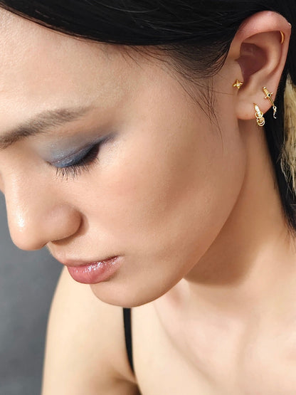 Gold-plated 925 sterling silver Interlock Pavé Hoop Earrings