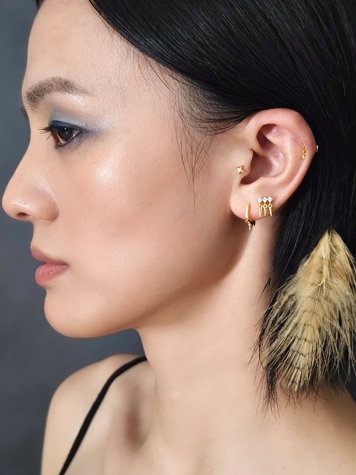 Gold-plated 925 sterling silver Anarchy Spike Hoop Earrings