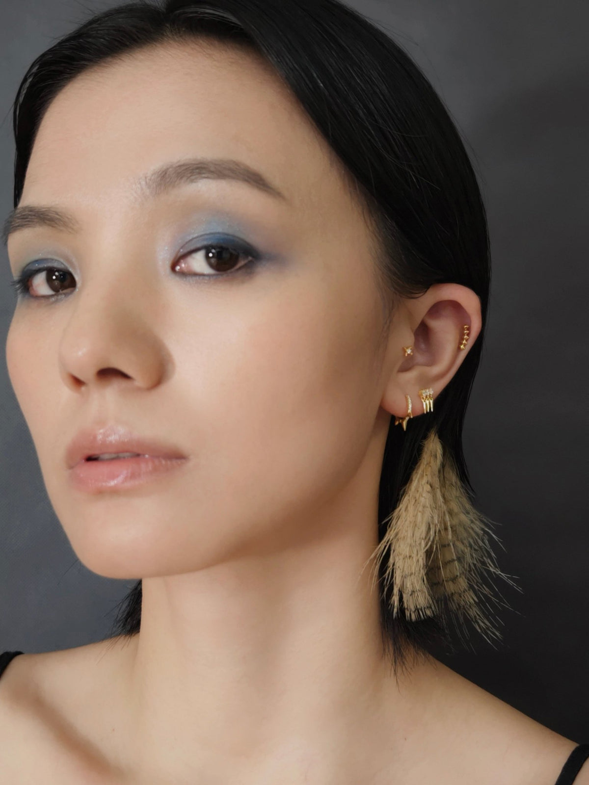 Gold-plated 925 sterling silver Anarchy Spike Hoop Earrings