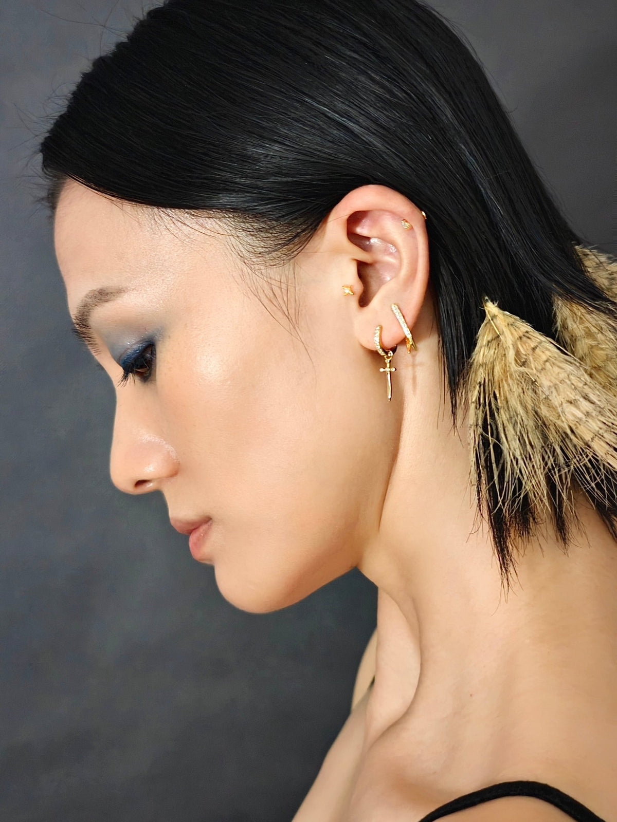Gold-plated 925 sterling silver Velvet Dagger Hoop Earrings