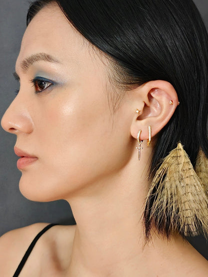 Gold-plated 925 sterling silver Velvet Dagger Hoop Earrings