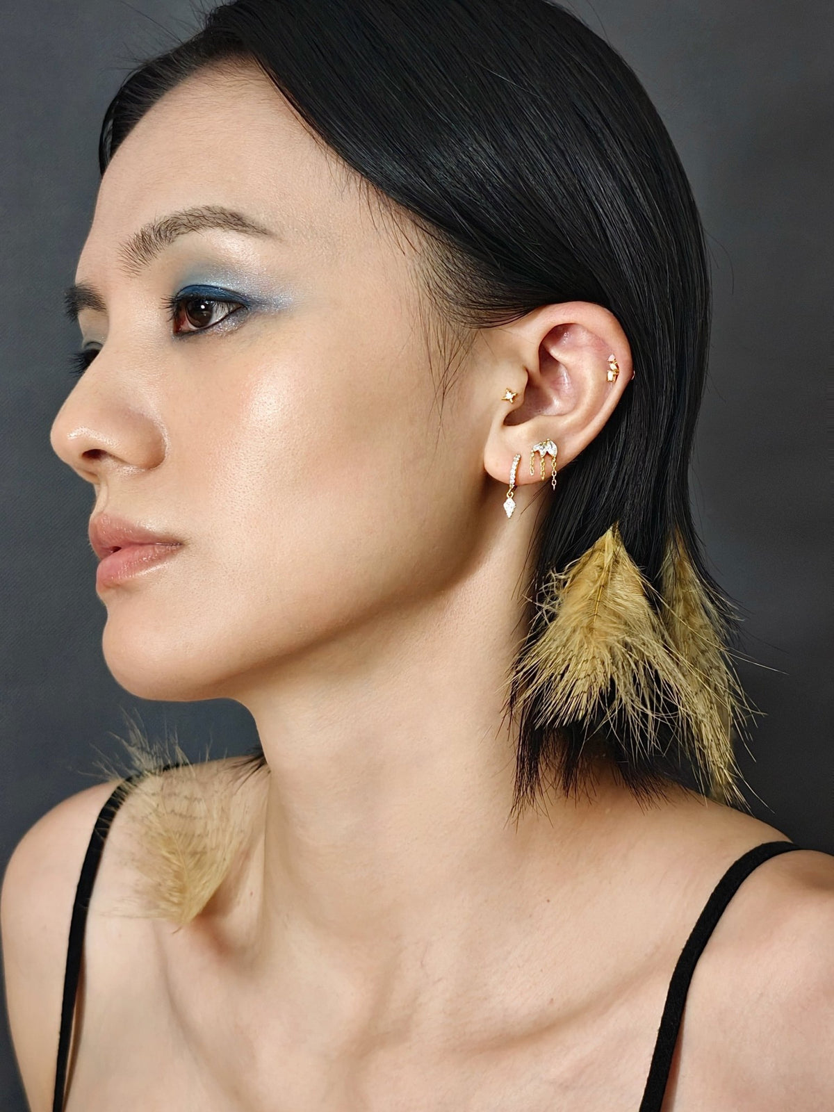 Gold-plated 925 sterling silver Opal Laurel Flatback Earring