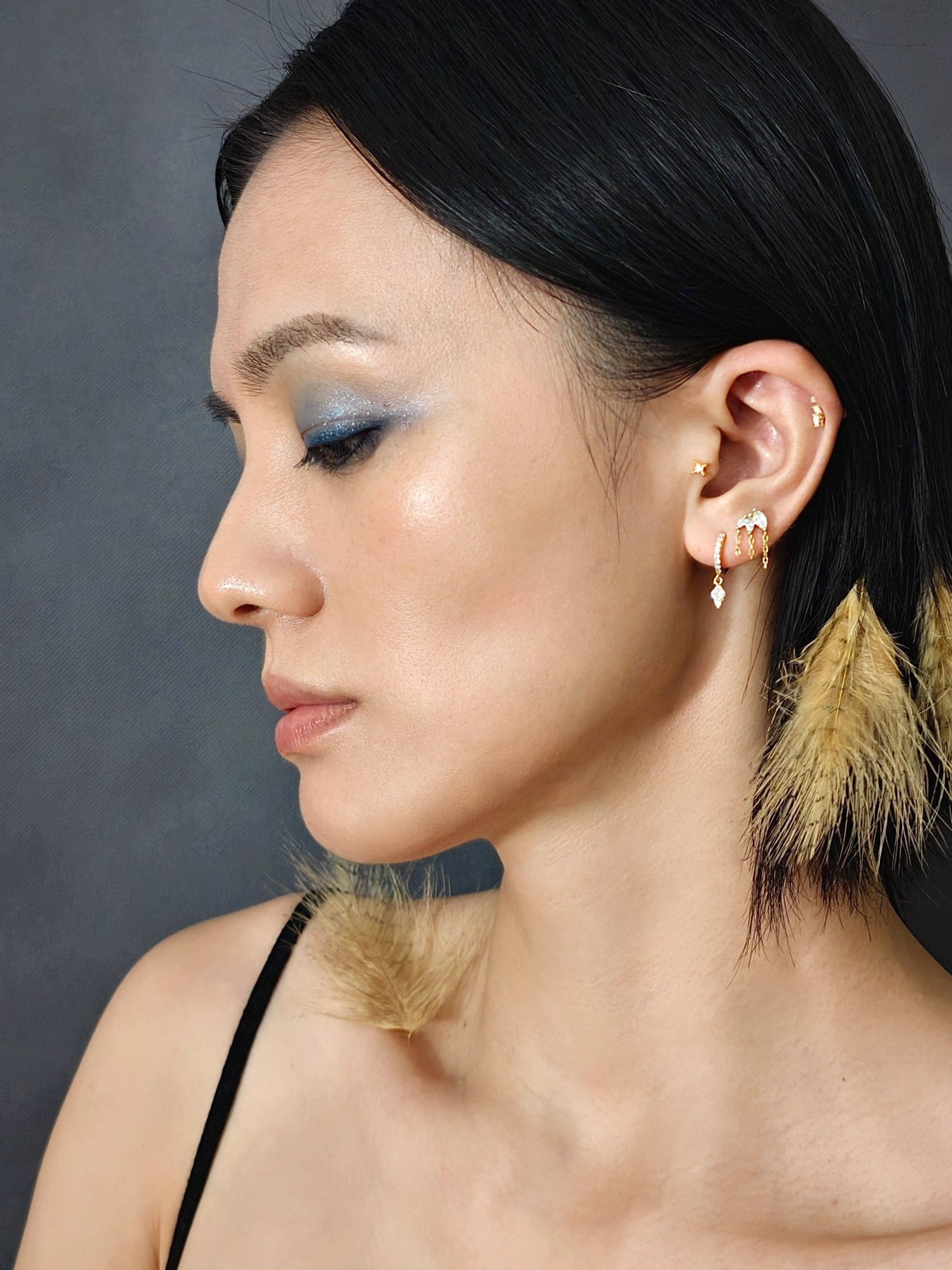 Gold-plated 925 sterling silver Opal Laurel Flatback Earring