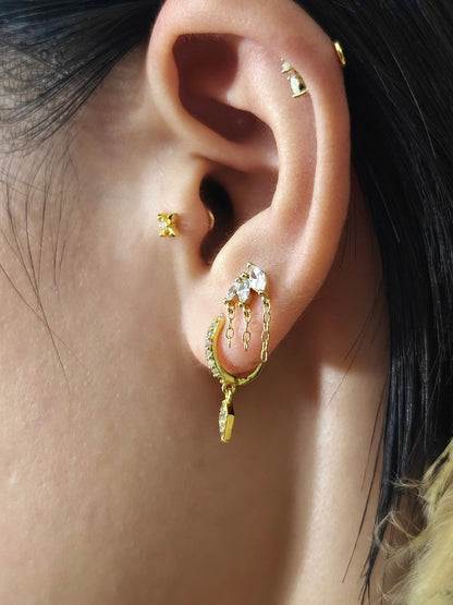 Gold-plated 925 sterling silver Opal Laurel Flatback Earring