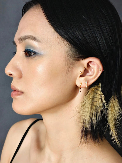 Gold-plated 925 sterling silver Marquise CZ Dangle Flatback Earring