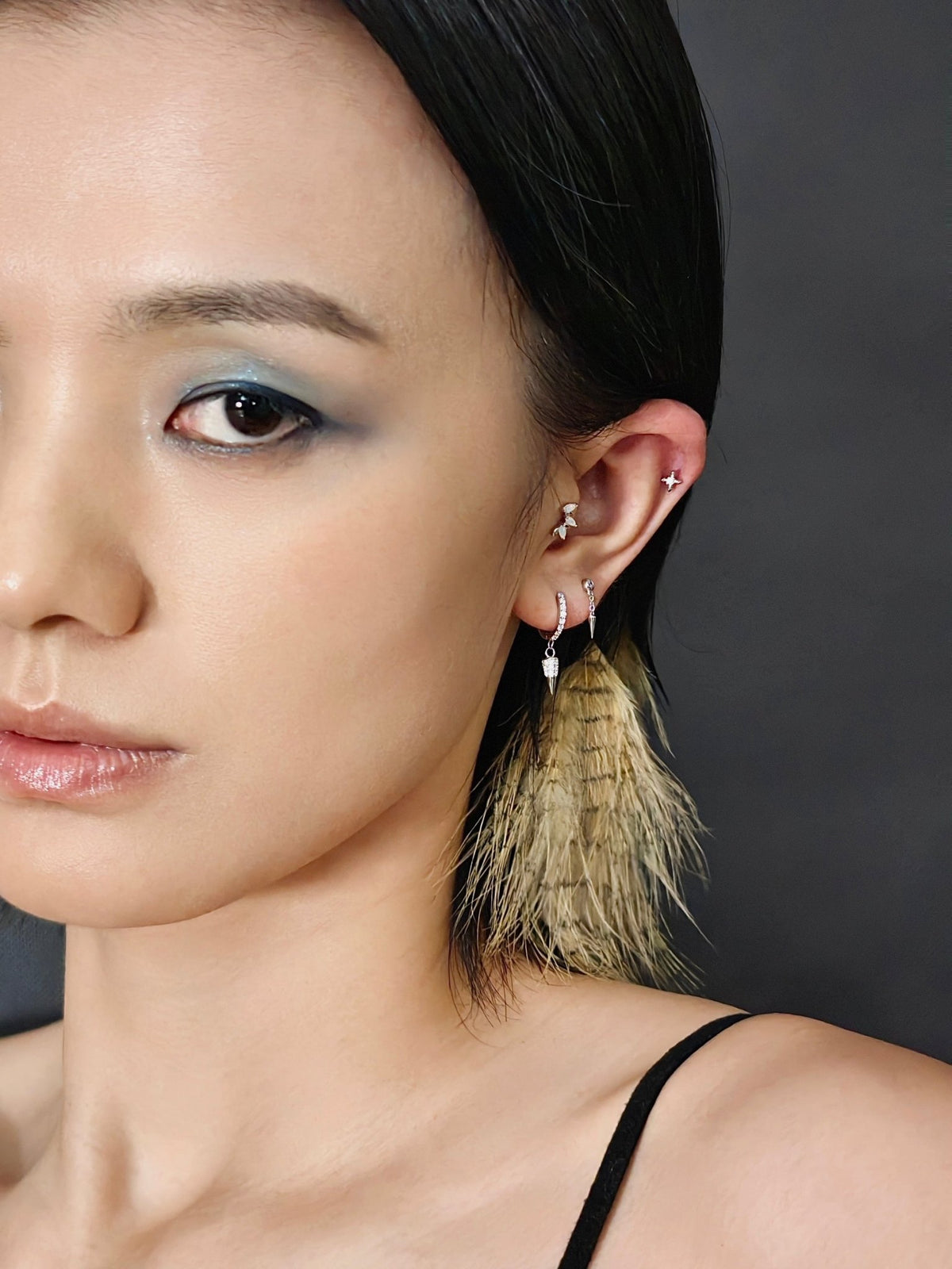 Gold-plated 925 sterling silver Riot Bullet Hoop Earrings