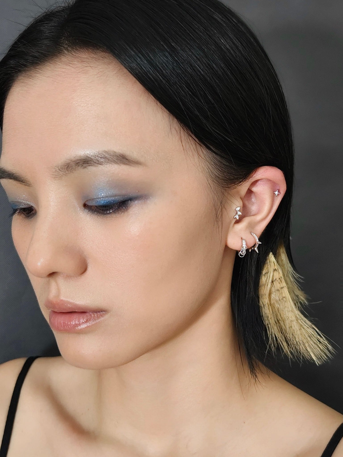 Gold-plated 925 sterling silver Interlock Pavé Hoop Earrings