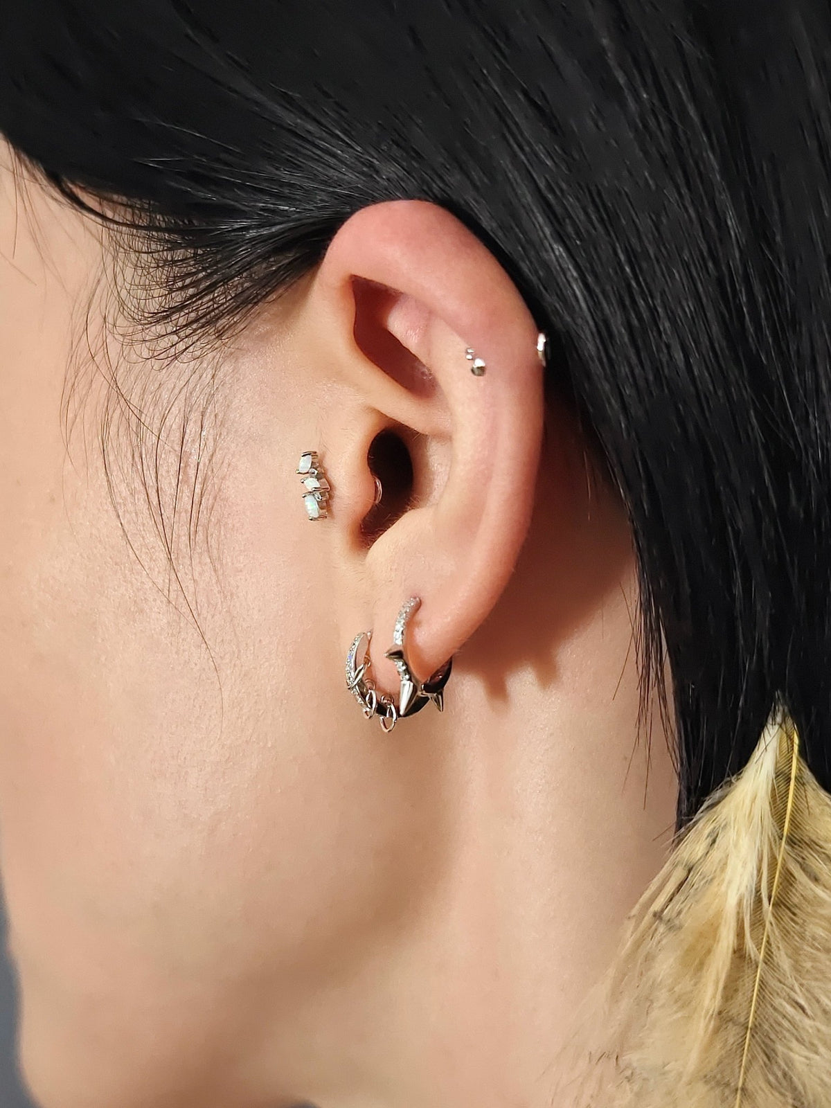Gold-plated 925 sterling silver Interlock Pavé Hoop Earrings