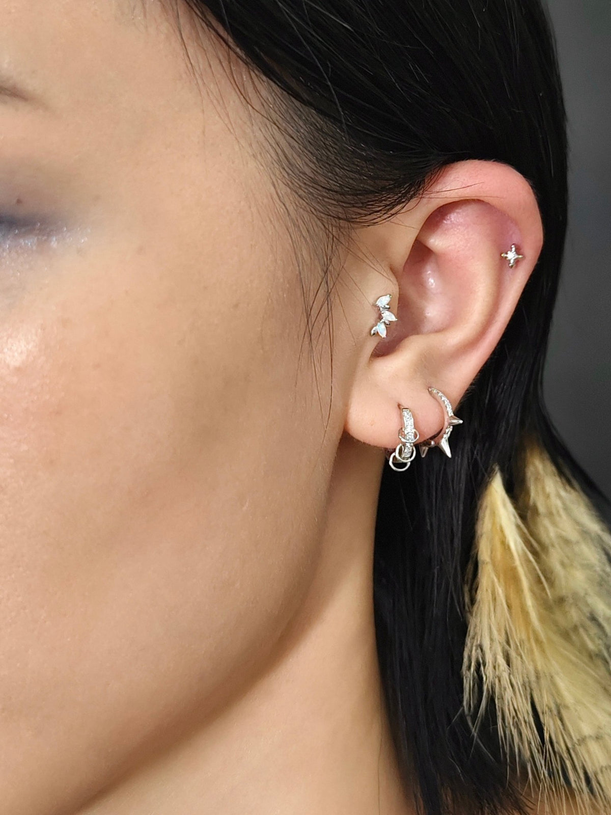 Gold-plated 925 sterling silver Interlock Pavé Hoop Earrings