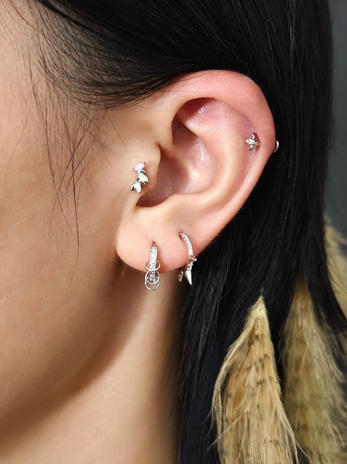 Gold-plated 925 sterling silver Interlock Pavé Hoop Earrings