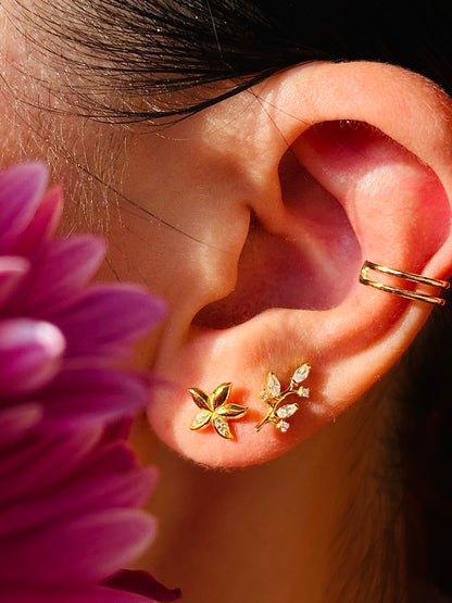 Gold-plated 925 sterling silver Bauhinia Blossom Flatback Earring