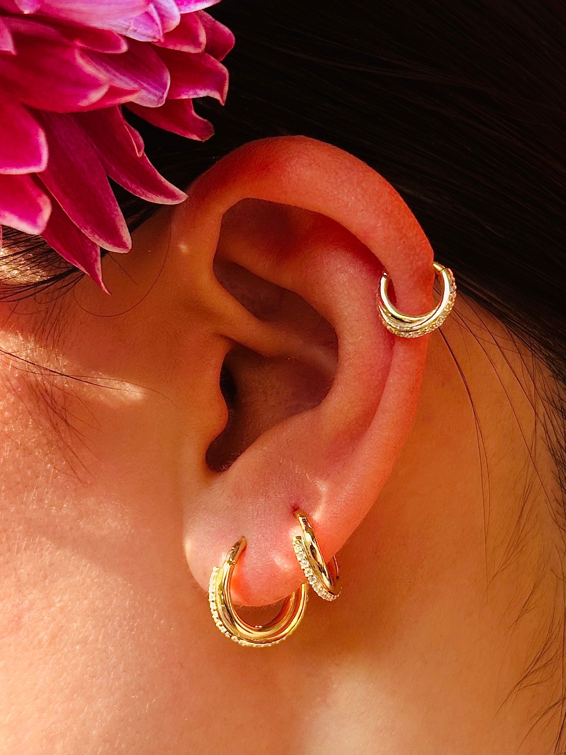Gold-plated 925 sterling silver Twist Sparkle Clicker Hoop