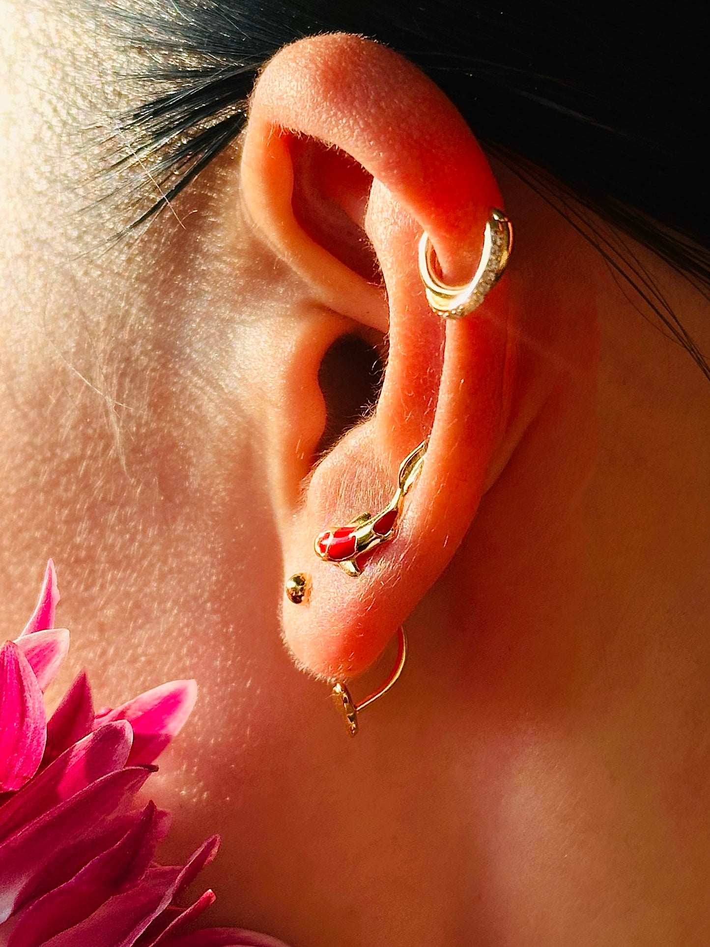 Gold-plated 925 sterling silver Butterfly Open Huggie Earrings