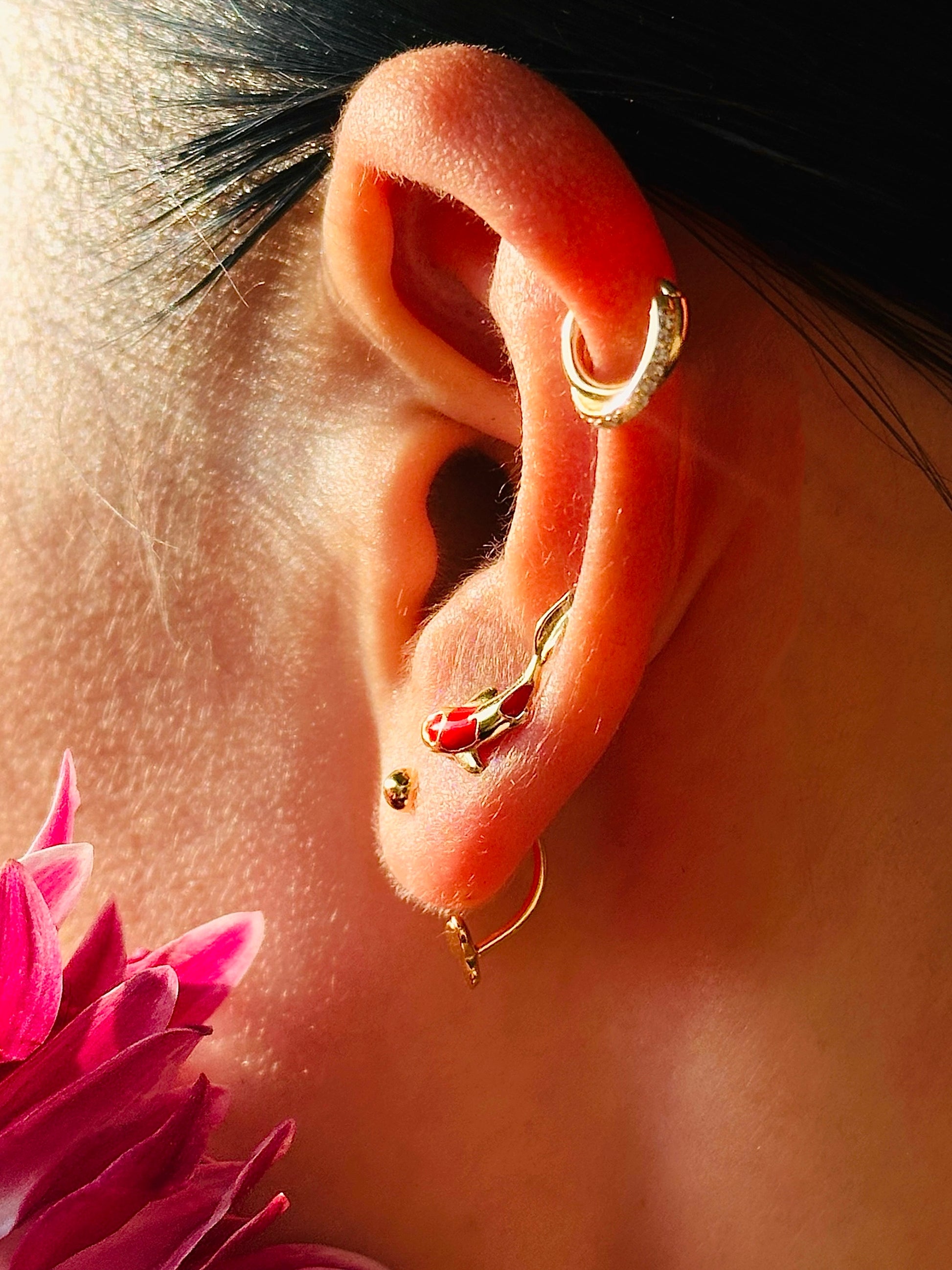 Gold-plated 925 sterling silver Butterfly Open Huggie Earrings