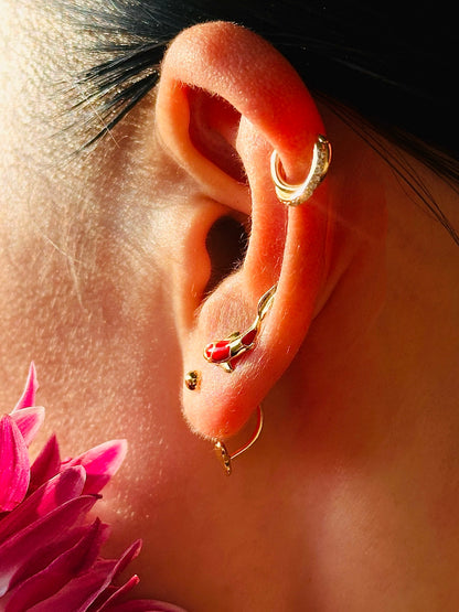 Gold-plated 925 sterling silver Butterfly Open Huggie Earrings