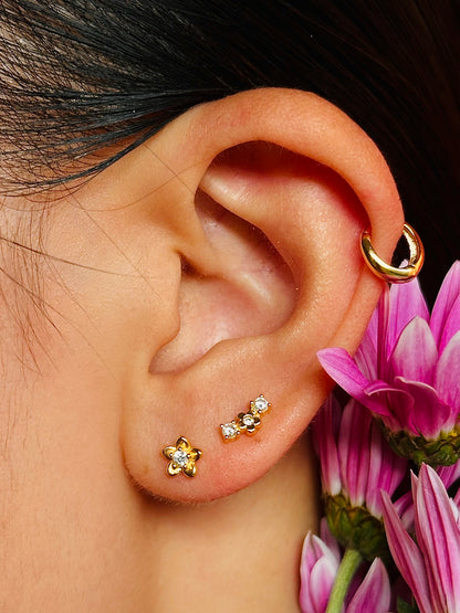 Gold-plated 925 sterling silver Triad Bloom Stud Earrings