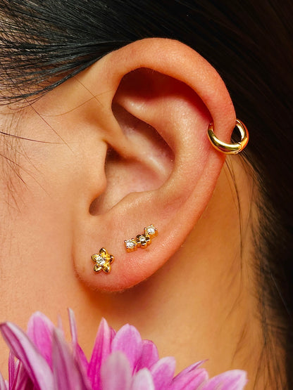 Gold-plated 925 sterling silver Wild Peach Blossom Flatback Earring