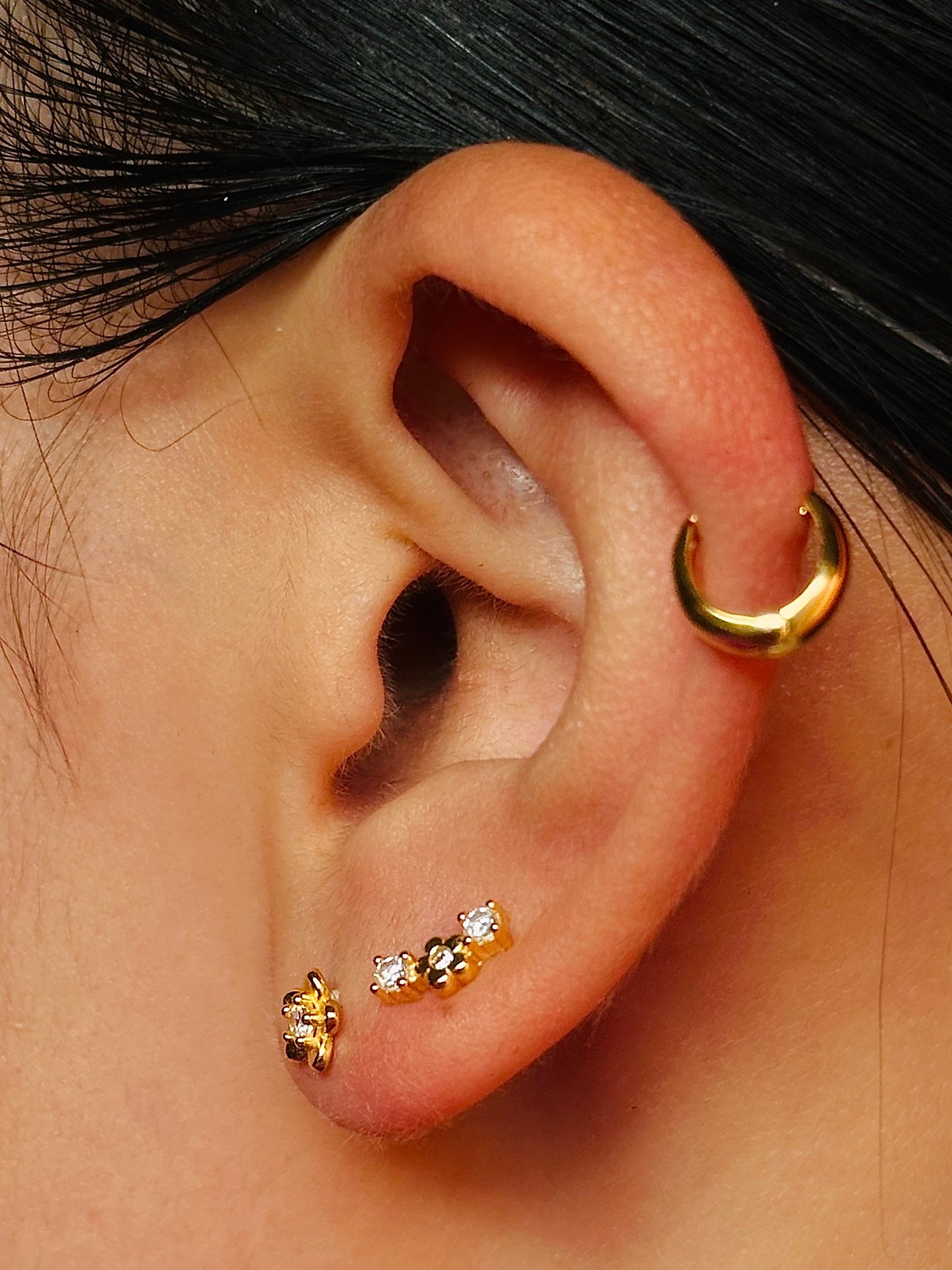 Gold-plated 925 sterling silver Triad Bloom Stud Earrings