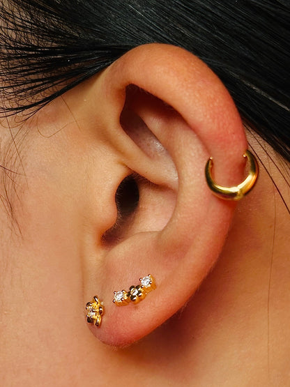 Gold-plated 925 sterling silver Triad Bloom Stud Earrings