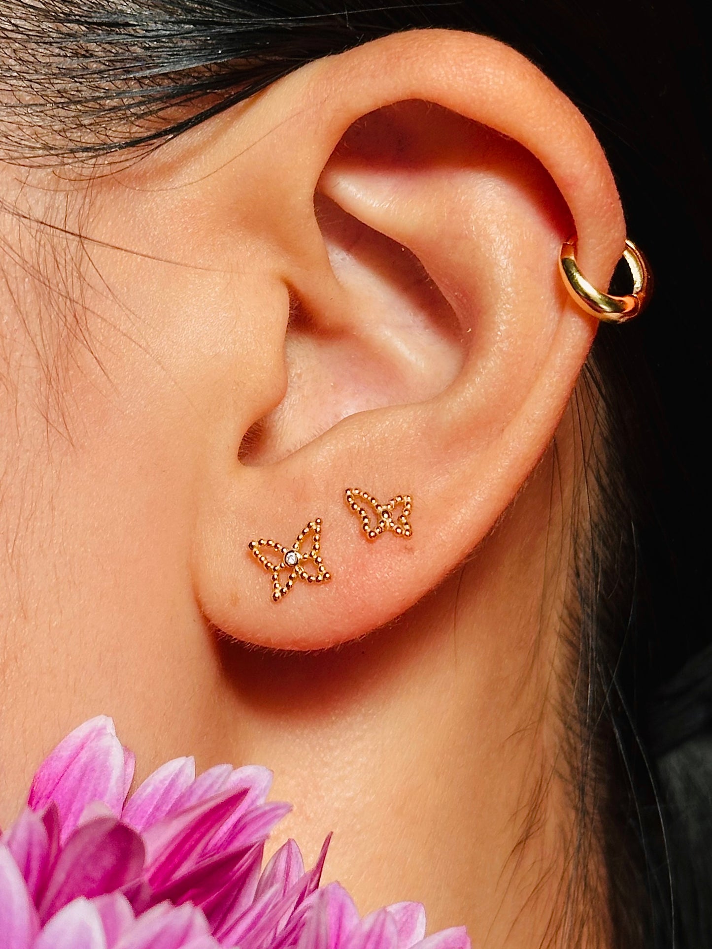 Gold-plated 925 sterling silver Ethereal Wing Flatback Earring