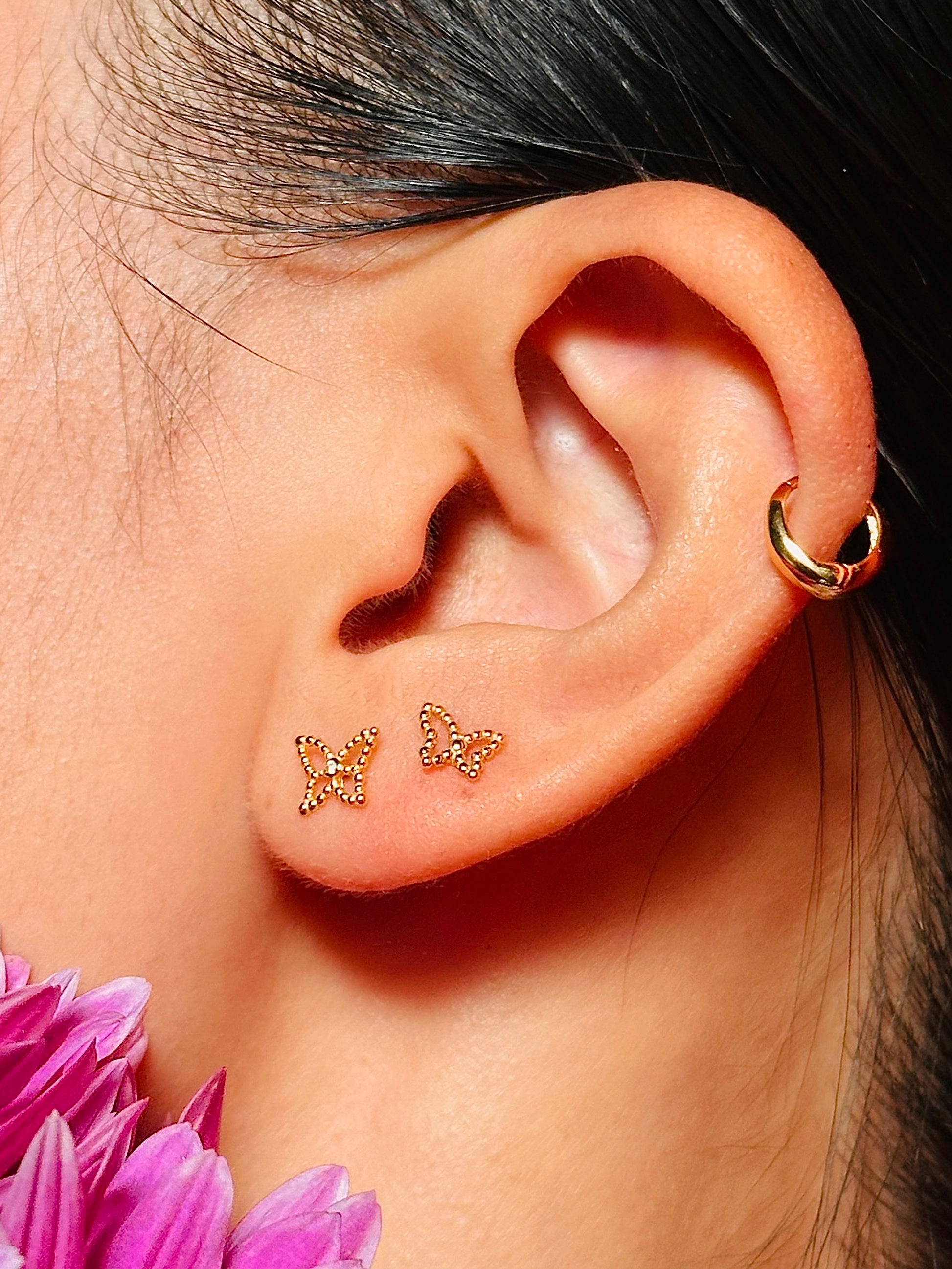 Gold-plated 925 sterling silver Ethereal Wing Flatback Earring