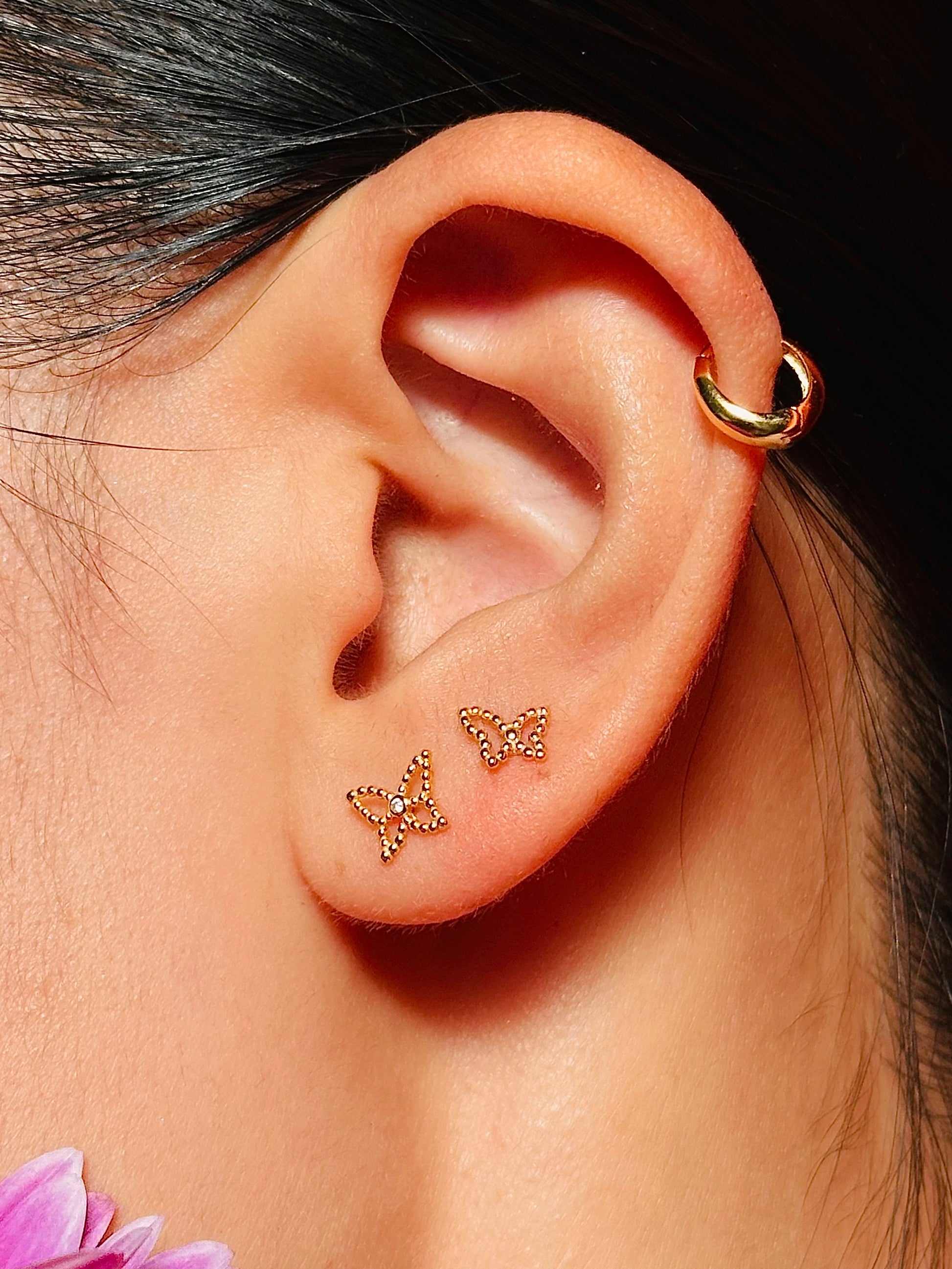 Gold-plated 925 sterling silver Ethereal Wing Flatback Earring
