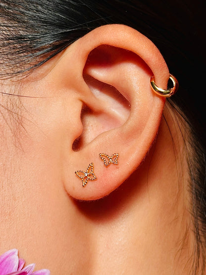 Gold-plated 925 sterling silver Ethereal Wing Flatback Earring